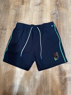 Psycho Bunny  Swim Shorts with Neon Bunny Embroidered Logo